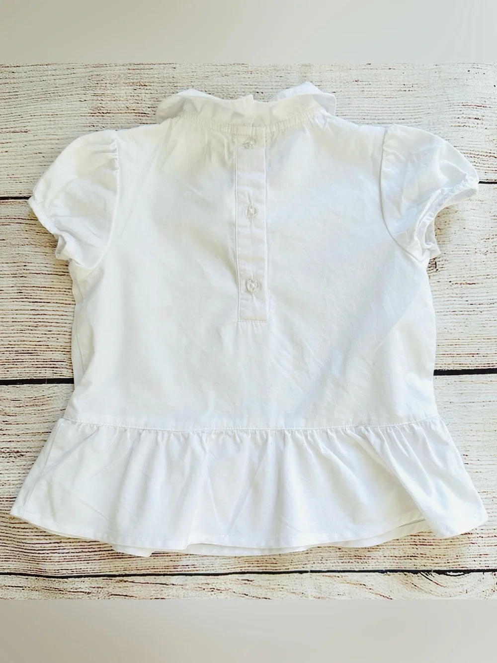 Gymboree White Woven Floral Embroidered Peter Pan Collar Top Girl’s Sz 3T